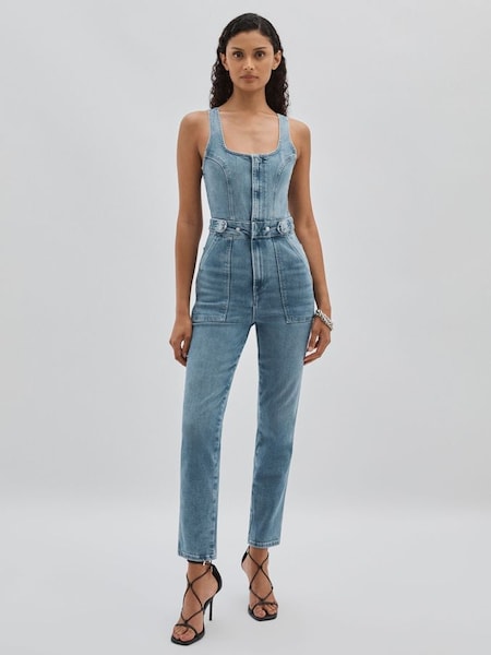 Good American Denim Jumpsuit in Mid Blue (N36342) | £176