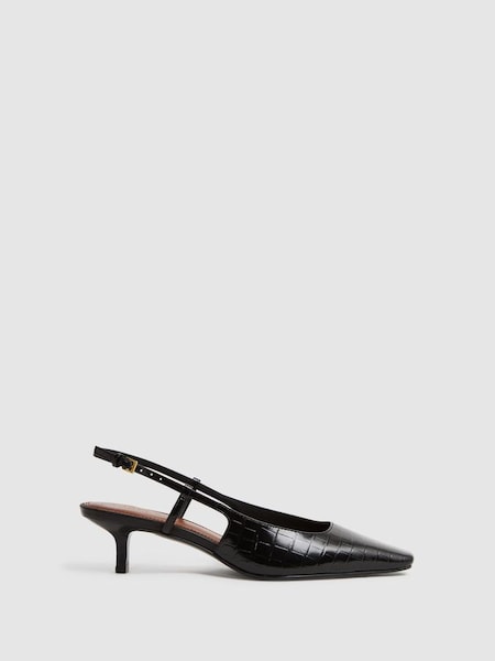 Leather Slingback Heels in Black (N36435) | £168