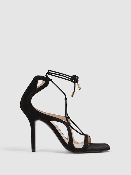 Leather Strappy High Heel Sandals in Black (N36441) | £168