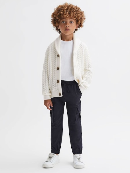 Junior Cable Knitted Cardigan in Ecru (N36445) | £44