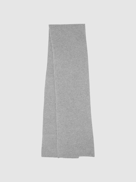 Cashmere Ribbed Scarf in Soft Grey (N37745) | £98