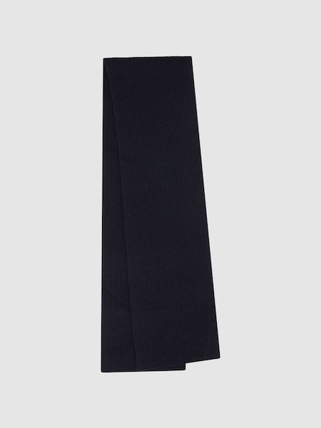 Cashmere Ribbed Scarf in Navy (N37746) | £80