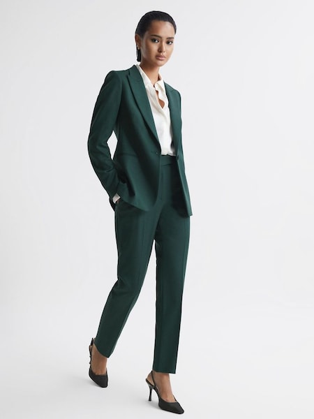 Petite Slim Fit Wool Blend Mid Rise Suit Trousers in Bottle Green (N39438) | £88
