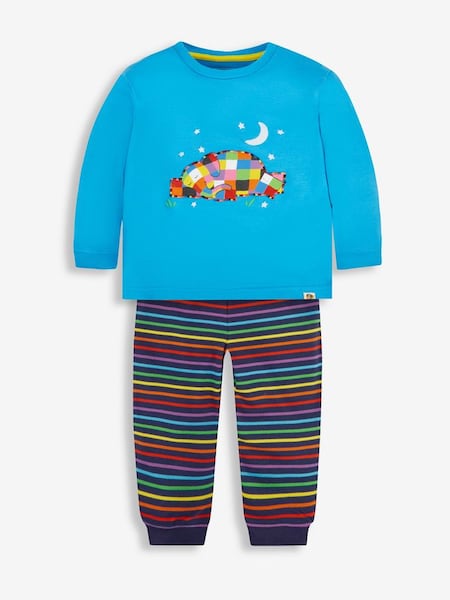 Blue Kids' Elmer Appliqué Jersey Pyjamas (N40364) | £22