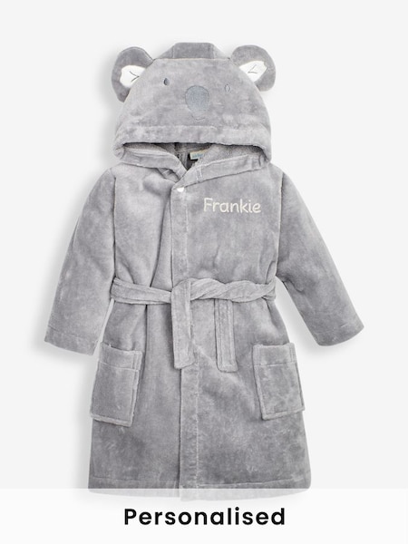 Personalised Koala Cotton Dressing Gown in Grey (N42166) | £33.50