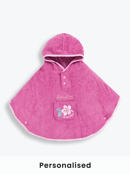 Personalised Towelling Poncho in Pink (N42168) | £28