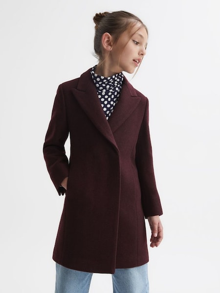 Senior Mid Length Wool Blend Coat in Berry (N42237) | £118
