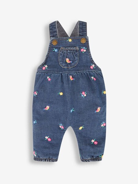 Bird & Flower Embroidered Dungarees in Chambray (N43961) | £26
