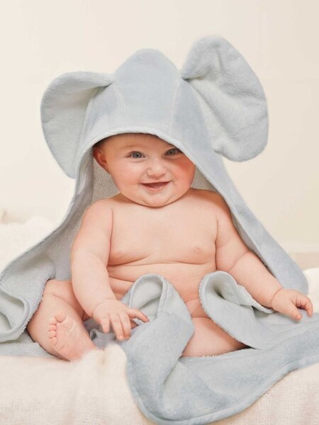 Personalised Grey Elephant Hooded Towel (N44047) | £25