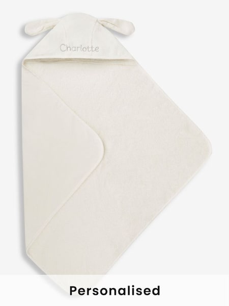Personalised Cream Bunny Hooded Towel in Cream (N44055) | £25