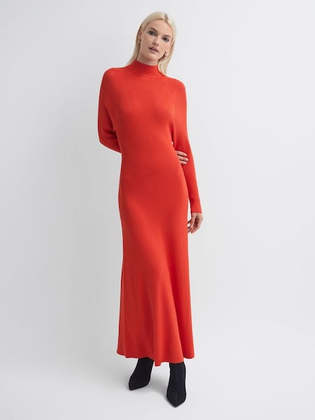 Florere Knitted Maxi Dress in Bright Orange (N44203) | £80