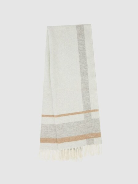 Lambswool-Cashmere Check Scarf in Grey/Ecru (N44704) | £98