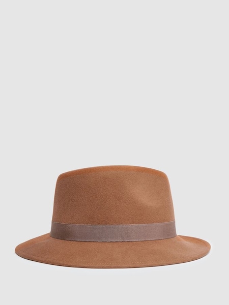 Wool Fedora Hat in Camel (N44708) | £68