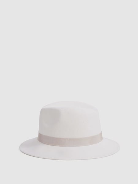 Wool Fedora Hat in Ivory (N44709) | £68