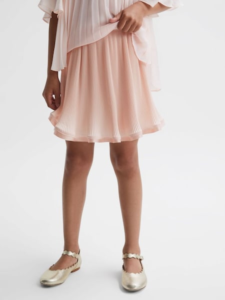 Senior Pleated Satin Trim Skirt in Pink (N44720) | £30