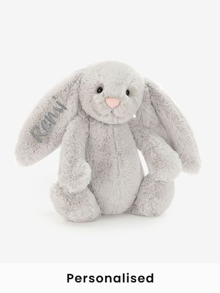 Silver Personalised Jellycat Medium Bashful Bunny (N44922) | £29