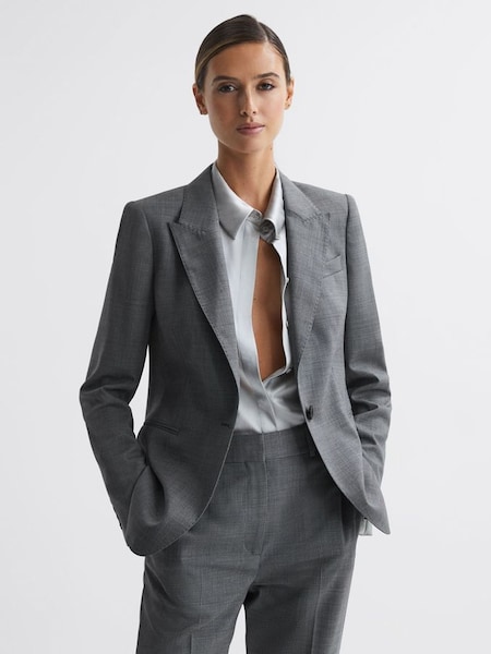 Tailored Fit Wool Blend Single Breasted Suit Blazer in Grey (N45355) | £108