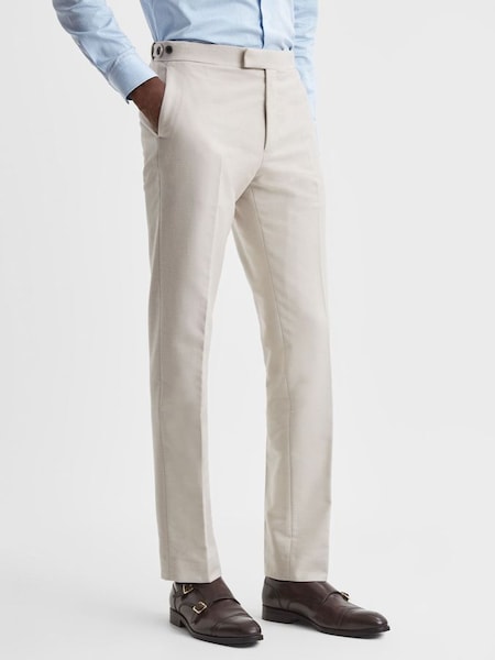 Slim Fit Moleskin Adjuster Trousers in Stone (N46556) | £90