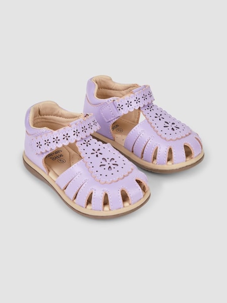 Lilac Pretty Leather Closed Toe Sandals (N49410) | £19