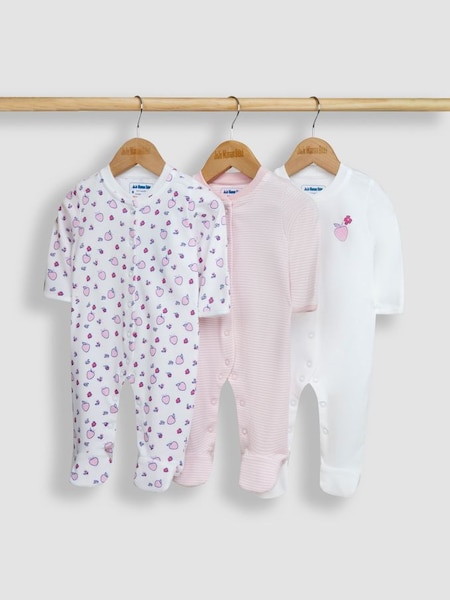 White Strawberry 3-Pack Sleepsuits (N49446) | £29.50
