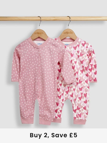 Pink Heart 2-Pack Footless Sleepsuits (N49471) | £25
