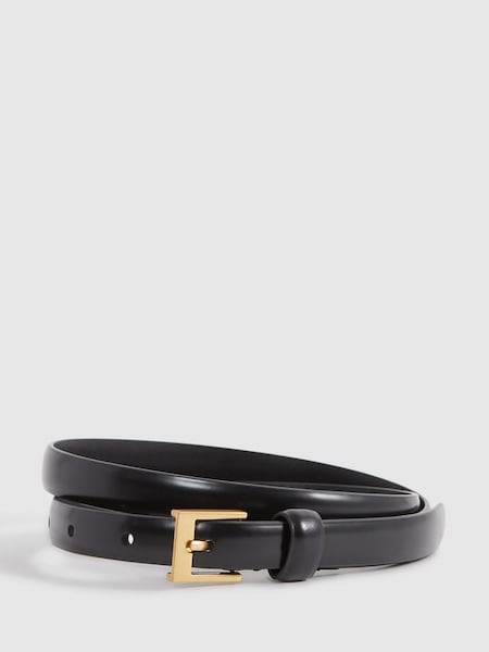 Thin Leather Belt in Black (N52038) | £38