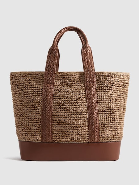 Raffia Tote Bag in Tan (N52042) | £158
