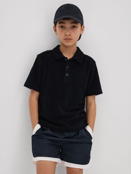 Towelling Polo Shirt in Navy (N54032) | £32