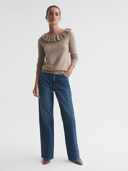 Madeleine Thompson Wool-Cashmere Frill Collar Top in Oatmeal (N56999) | £345
