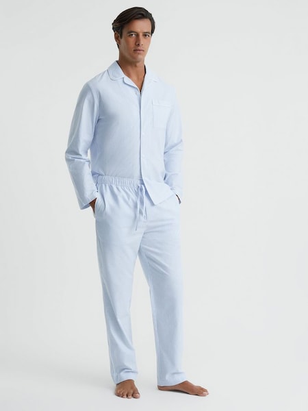 Striped Cotton Drawstring Pyjama Bottoms in Blue/White (N57725) | £30