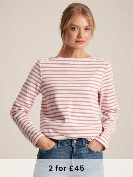 New Harbour Pink/Cream Striped Boat Neck Breton Top (N58839) | £29.95