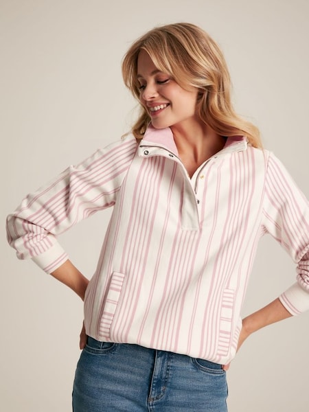 Burnham Pink/White Quarter Zip Funnel Neck Sweatshirt (N59006) | £69.95