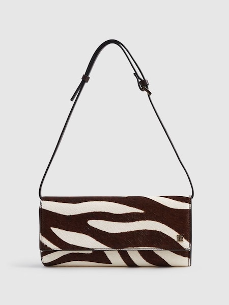 Zebra Calf Hair Baguette Bag in Mocha (N5C148) | £50
