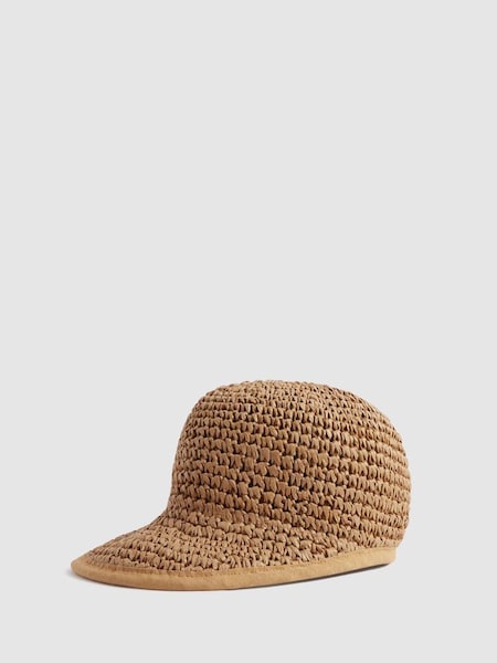 Woven Straw Cap in Natural (N69600) | £58