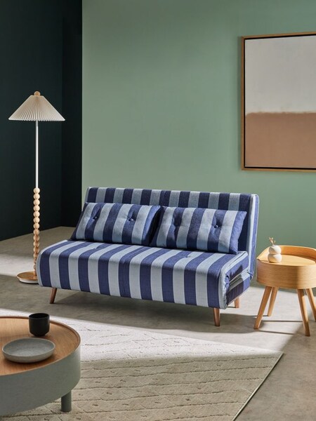 Regular Borg Haru 2 Seater Sofa Bed in Eclipse Blue Wide Stripe (N70626) | £475