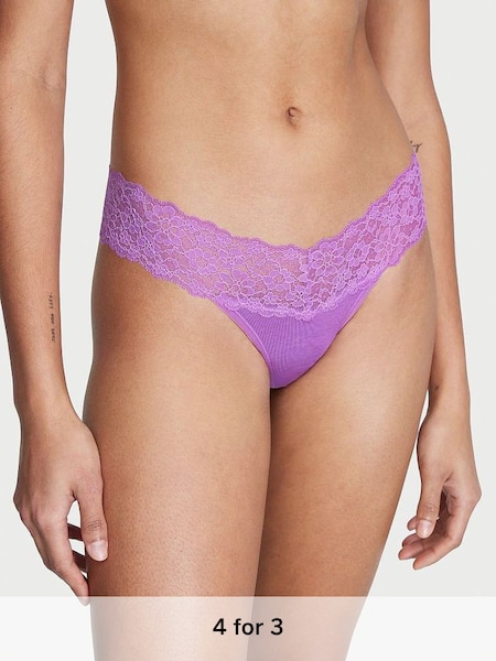 Purple Paradise Lace Waist Thong Knickers (N71067) | £9