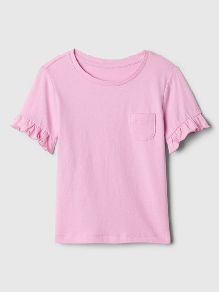 Pink Ruffle Short Sleeve Crew Neck Pocket T-Shirt (Newborn-5yrs) (N71488) | £6