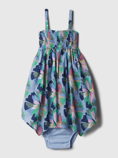 Blue Floral Smocked Dress (6mths-5yrs) (N71490) | £25