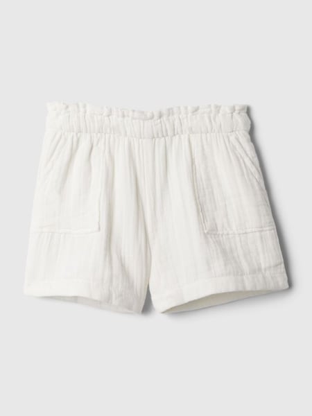 White Crinkle Cotton Baby Pull On Short (N71497) | £12
