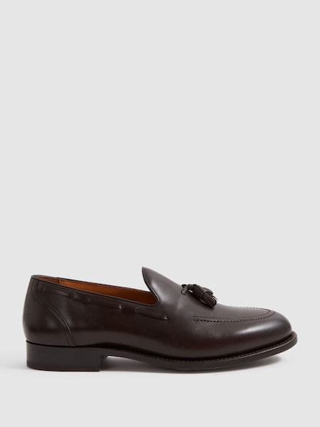 Leather Tassel Loafers in Dark Brown (N71512) | £228