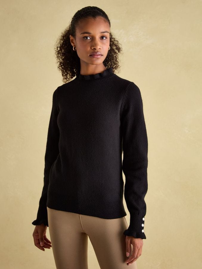 Black round neck jumper ladies store