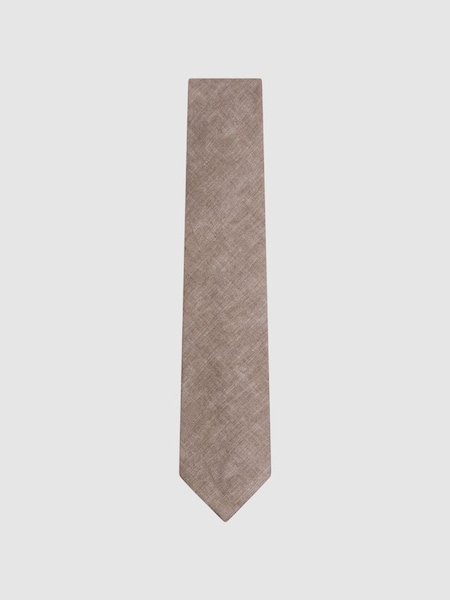 Linen Tie in Light Brown Melange (N74121) | £58