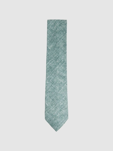 Silk Polka Dot Tie in Pistachio Melange (N74143) | £68