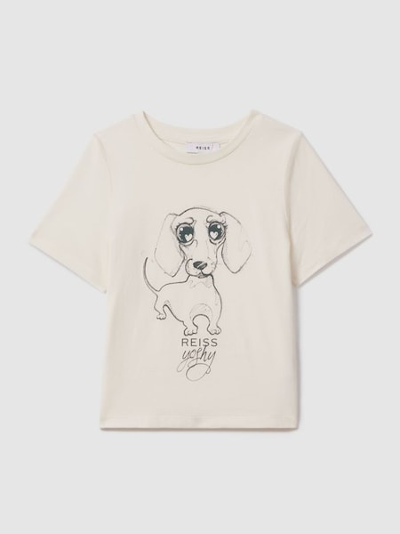 Senior Cotton Print T-Shirt in Ivory Print (N74171) | £24