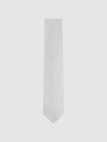 Linen Tie in Soft Ice (N74174) | £58