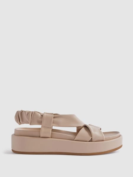 Chunky Platform Leather Sandals in Nude (N74180) | £148