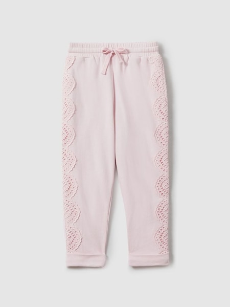 Teen Cotton Broderie Drawstring Co-Ord Trousers in Pink (N74218) | £48