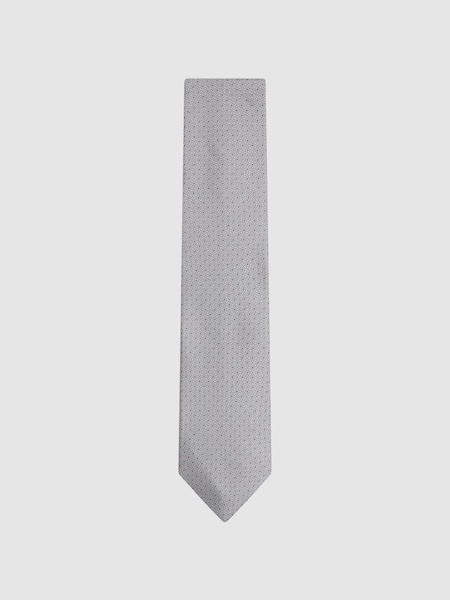 Silk Geometric Print Tie in Pistachio (N74241) | £68