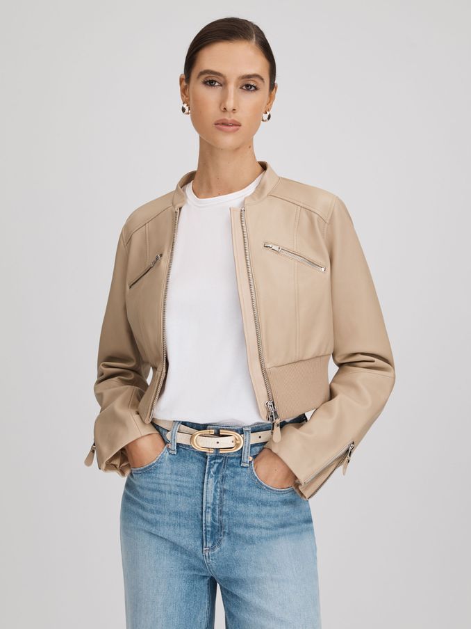 Reiss leather jacket womens sale deals