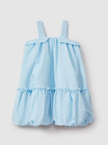 Seersucker Bubble Hem Dress in Blue (N74290) | £80